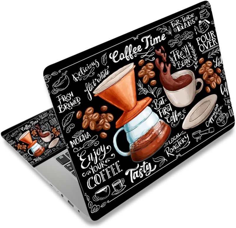 Lauspuck Laptop Notebook Skin Sticker Cover Decal, 12 13 13.3 14 15 15.4 15.6 inch Laptop Vinyl Skin Sticker Cover Art Protector Decal Universal, Coffee Time - Image 1